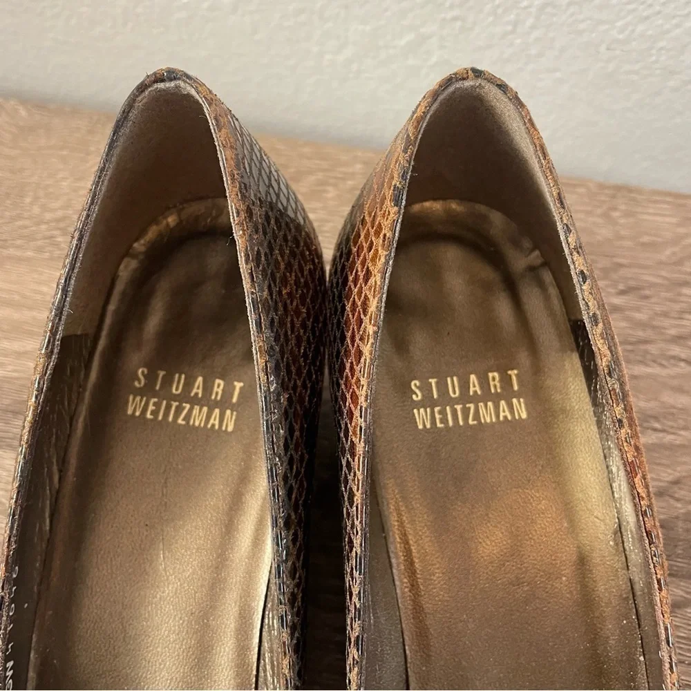 Stuart Weitzman Snakeskin Wedge Pumps, Size 6.5N